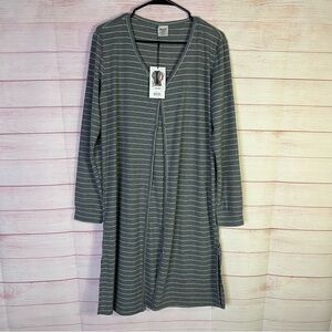 Allthreads Gray NWT White Striped Long Sleeve Coastal Cardigan Size Large